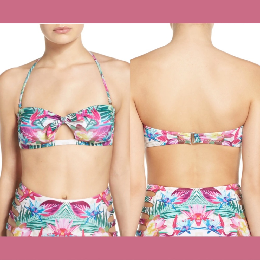 NWT Isabella Rose Hot Tropics Floral Bikini‎ Top L